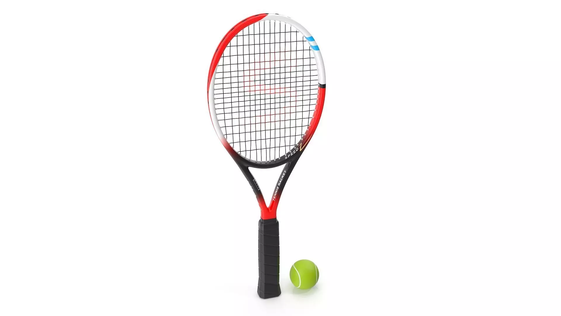 Tennis Racket and Tennis Ball Low-poly 3D model_0