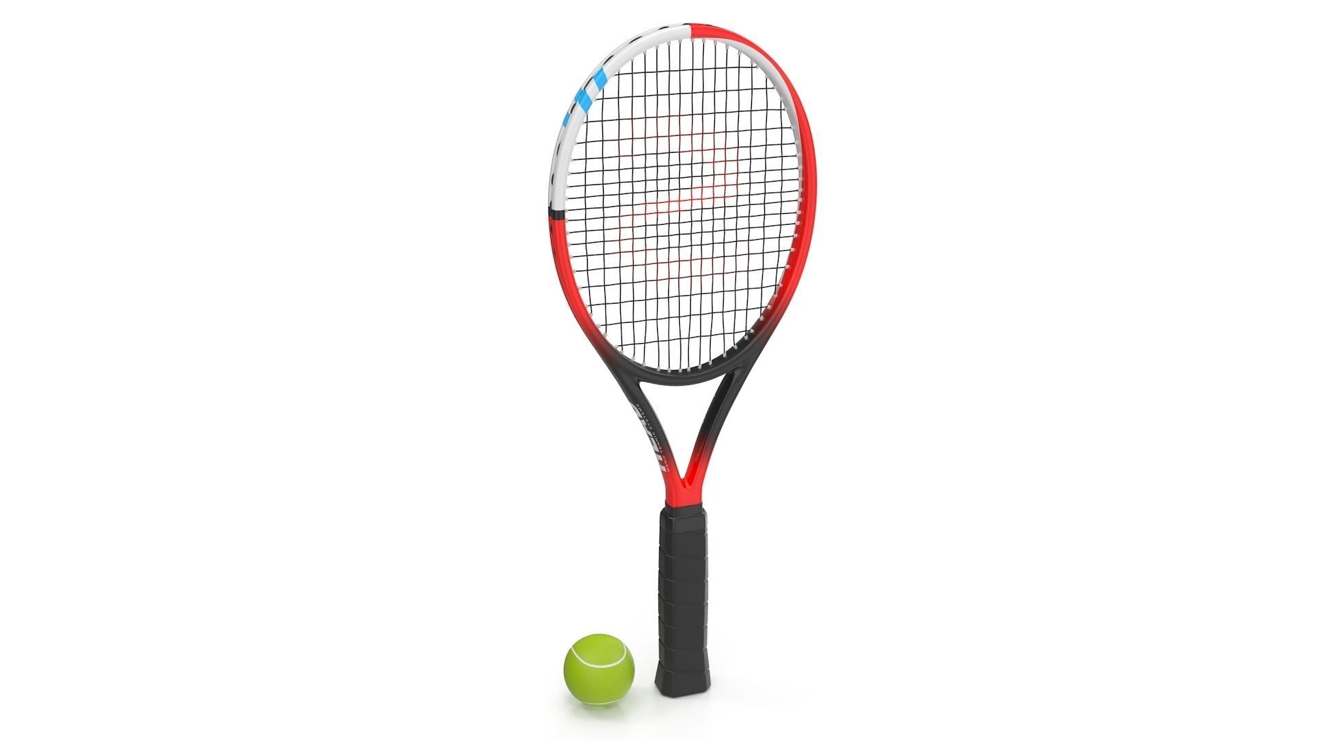 Tennis Racket and Tennis Ball Low-poly 3D model_2