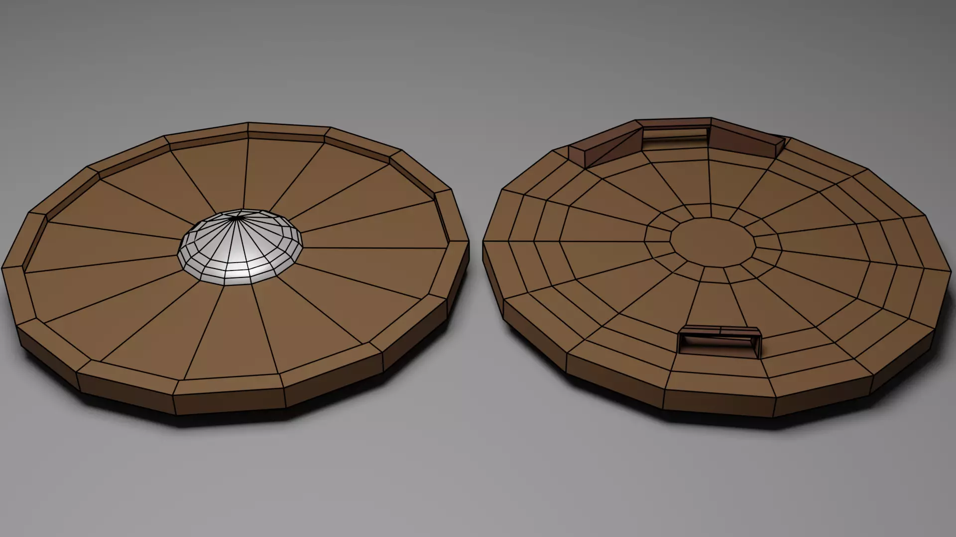 shield plate with hole in middle Low-poly 3D model_0