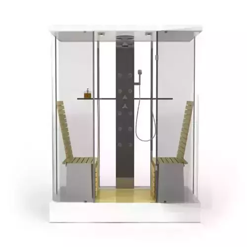 Glass Shower Cabin With Two Chairs