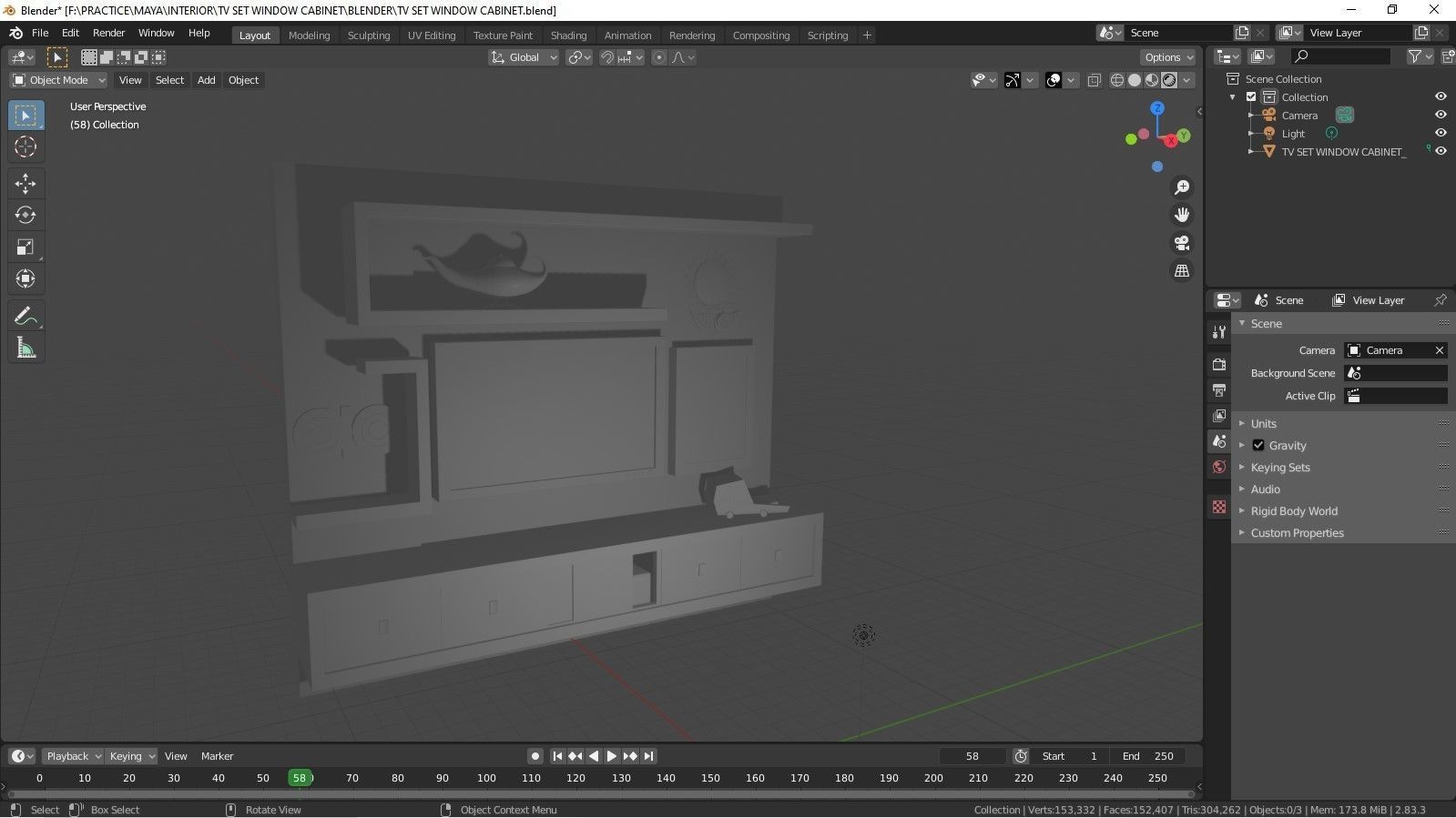 Television Table 3D model_4