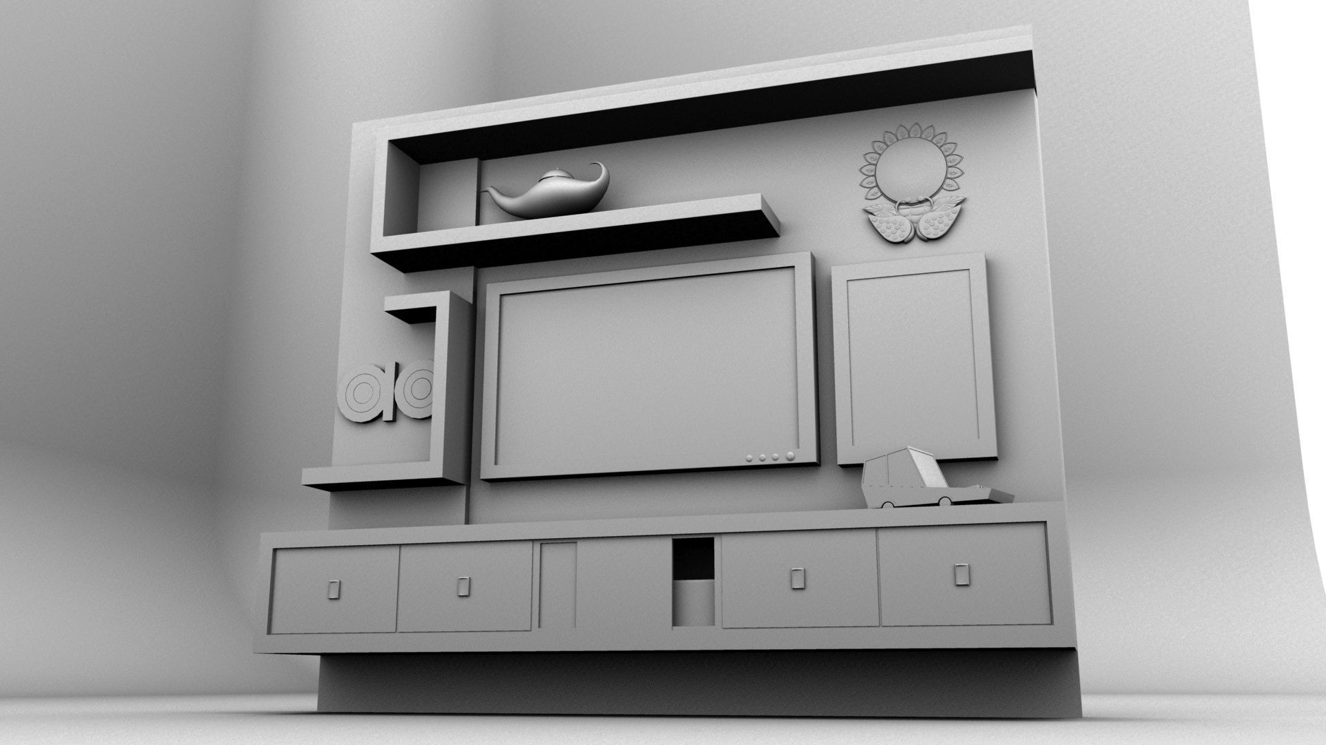 Television Table 3D model_2