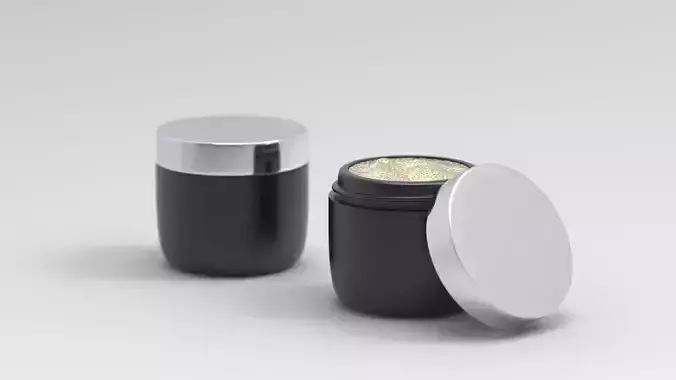 model jar of gold cream with silver lid