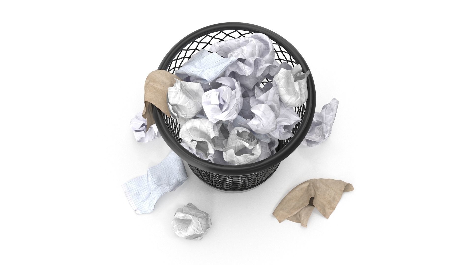 Wired Metal Bin Low-poly 3D model_4