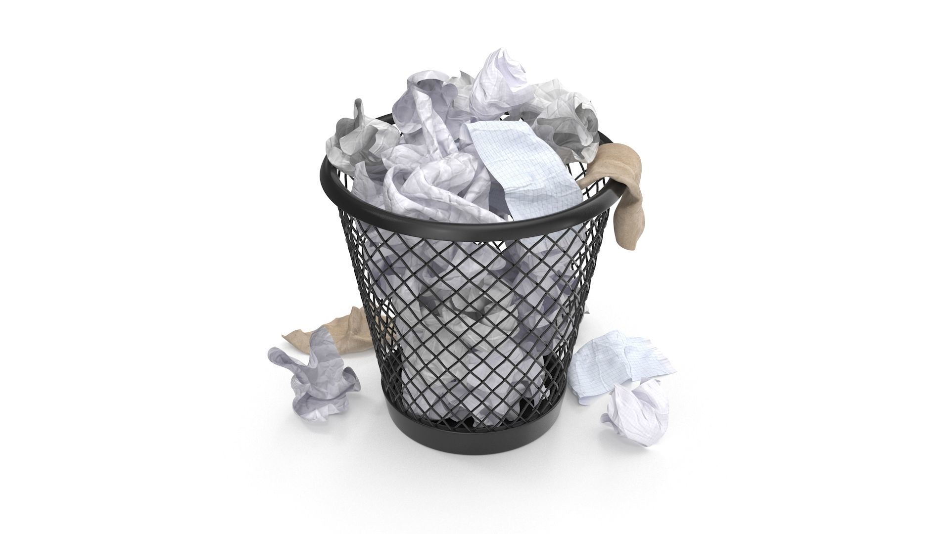 Wired Metal Bin Low-poly 3D model_3