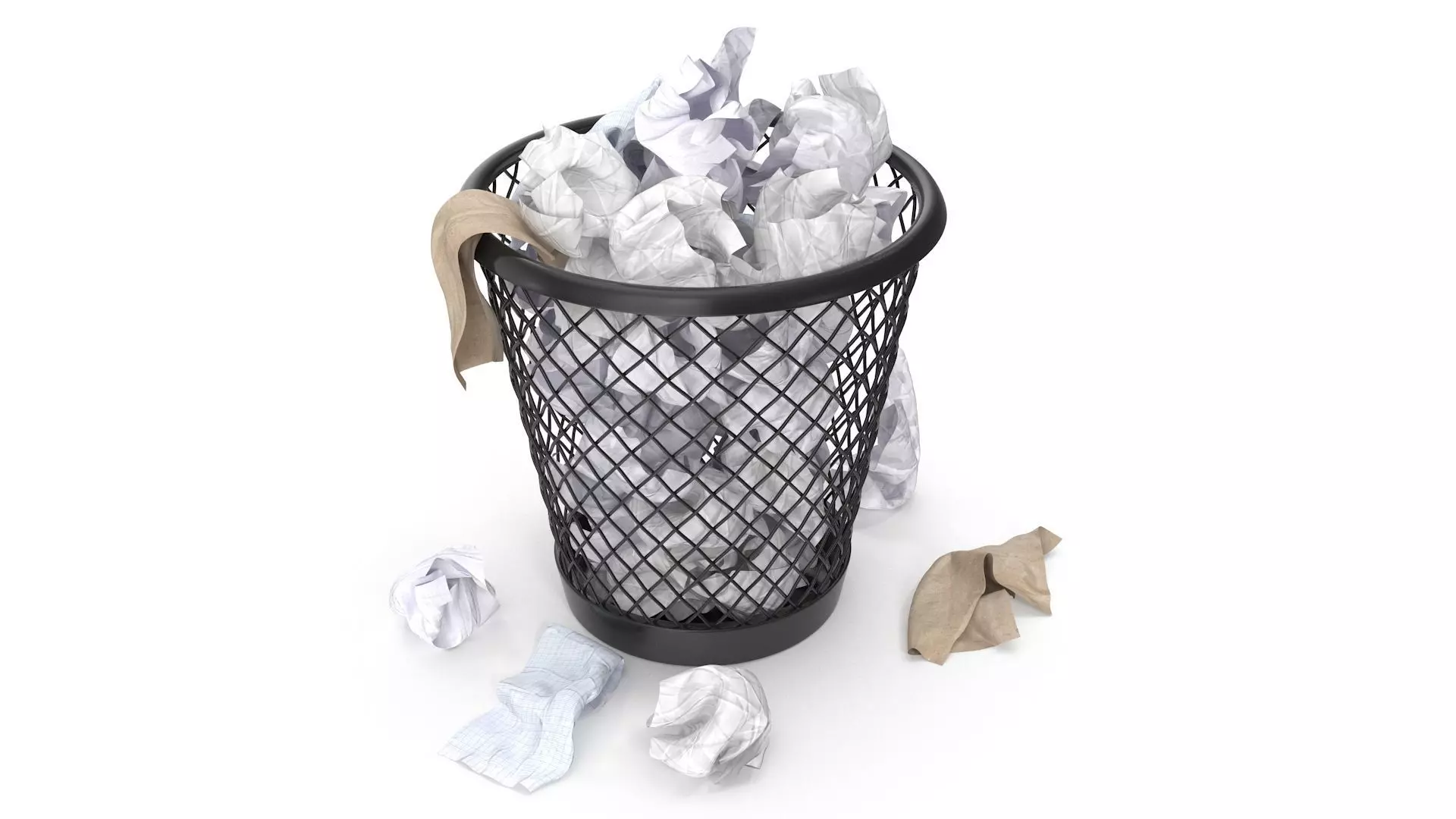 Wired Metal Bin Low-poly 3D model_0