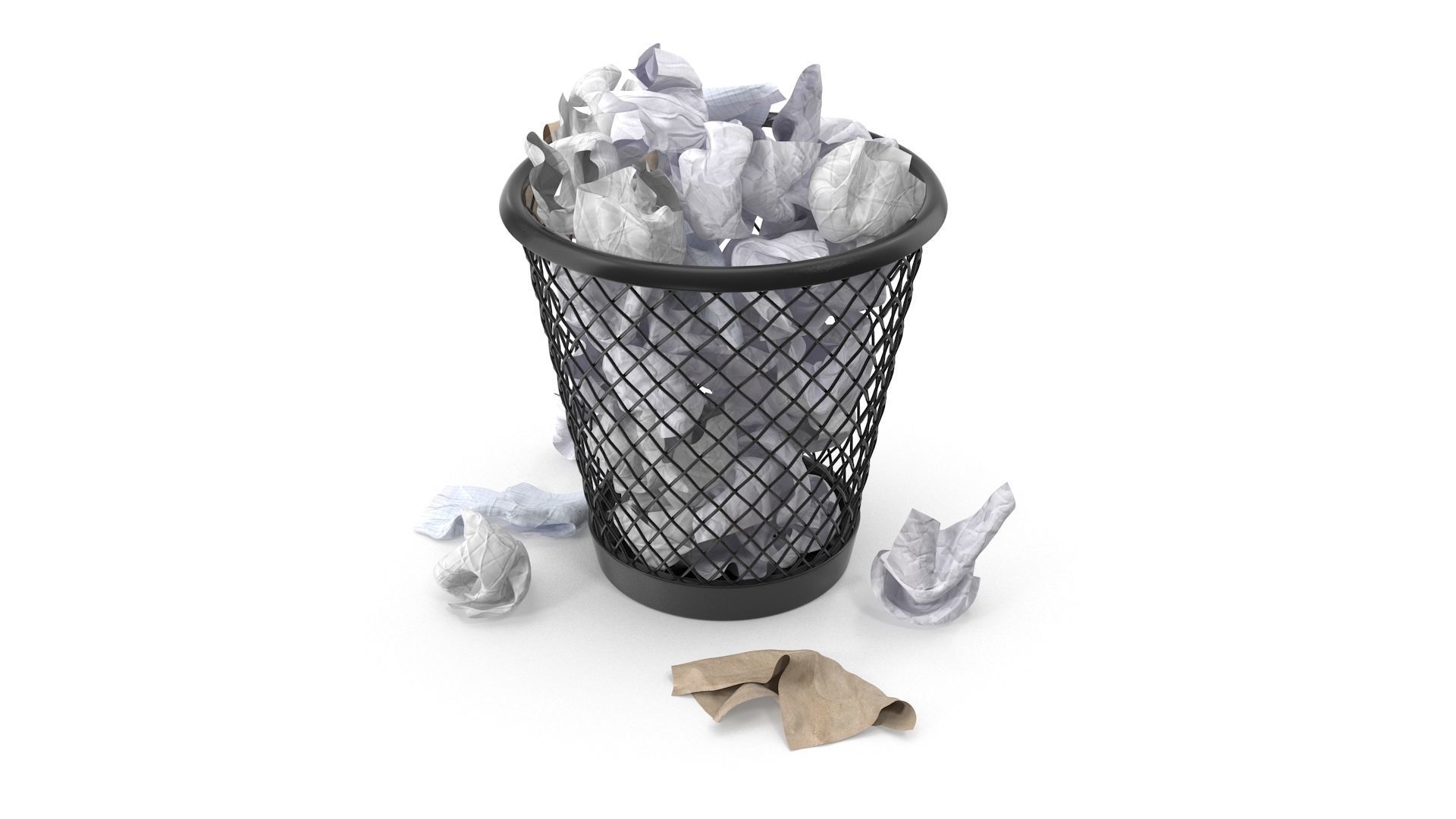 Wired Metal Bin Low-poly 3D model_1