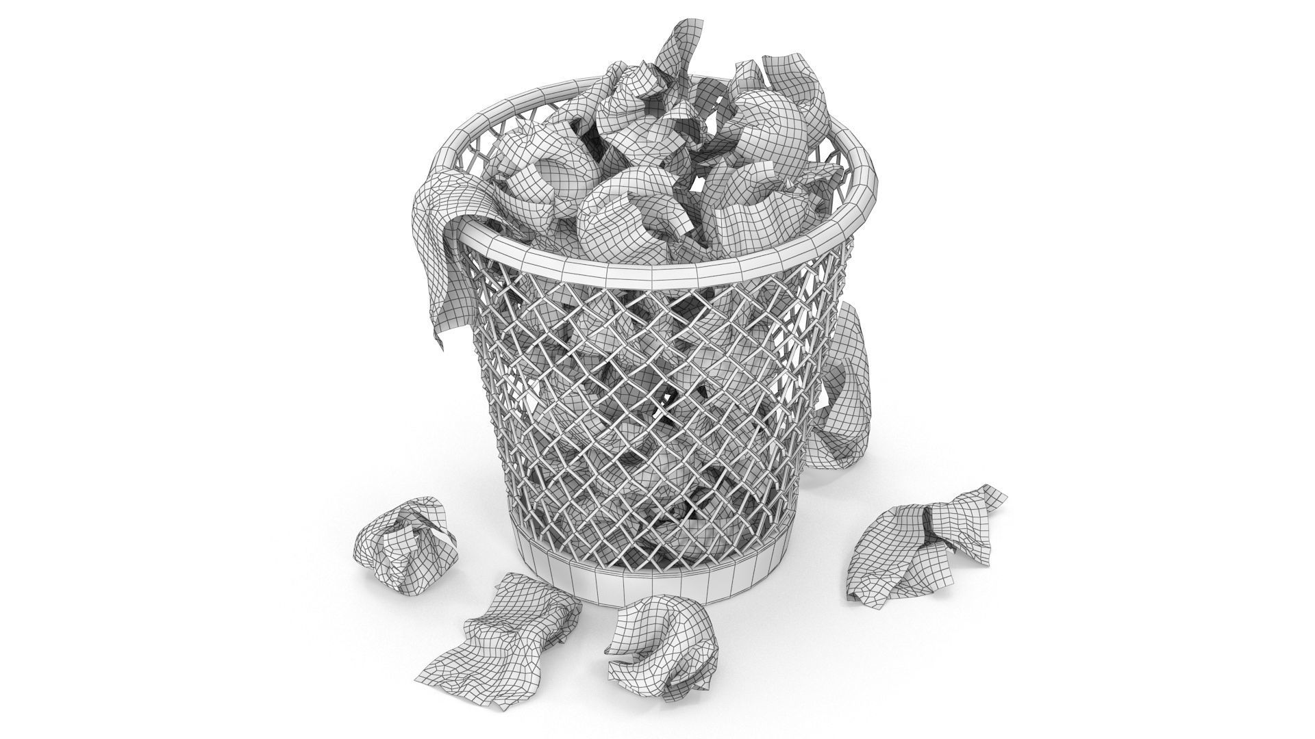 Wired Metal Bin Low-poly 3D model_6