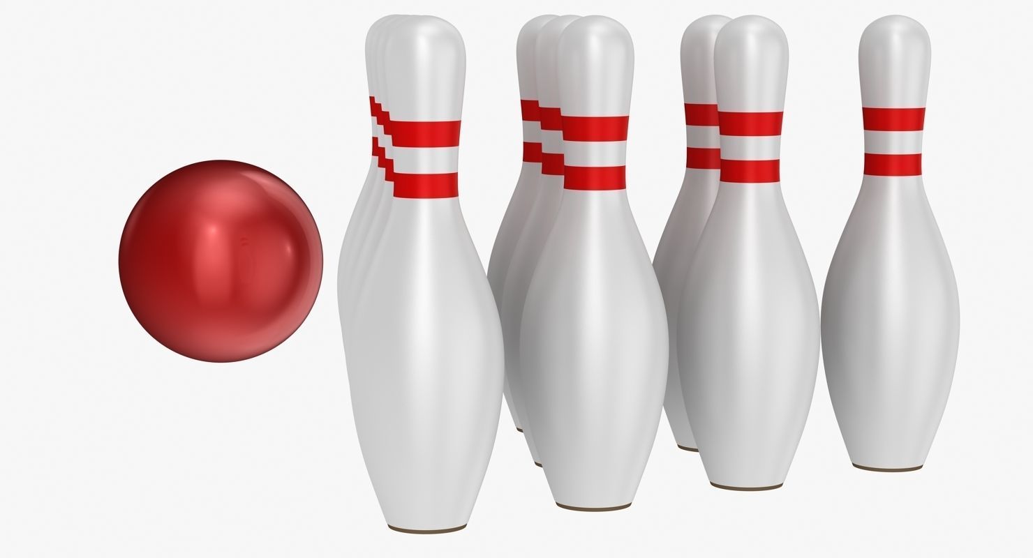 Bowling Ball and Pins Low-poly 3D model_7
