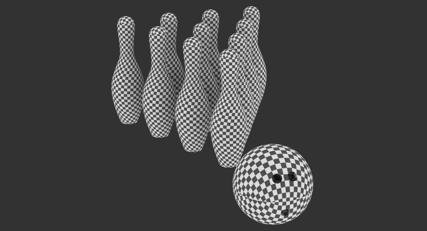 Bowling Ball and Pins Low-poly 3D model_14