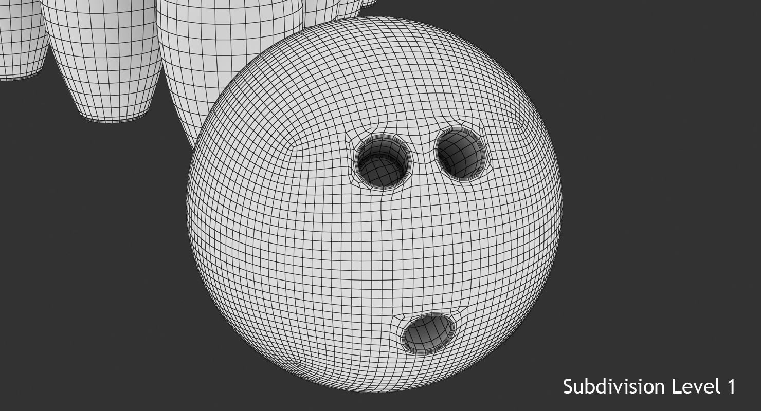 Bowling Ball and Pins Low-poly 3D model_11