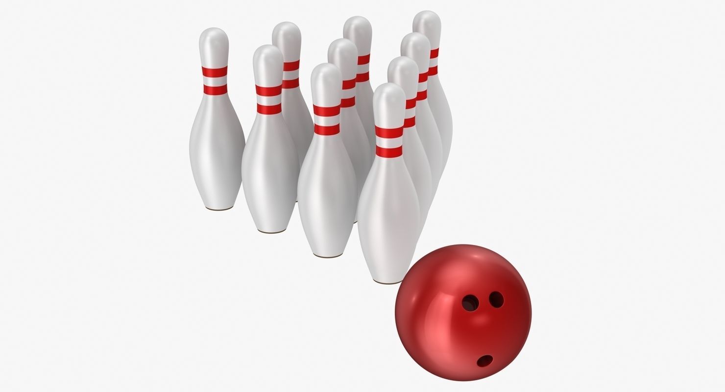 Bowling Ball and Pins Low-poly 3D model_1