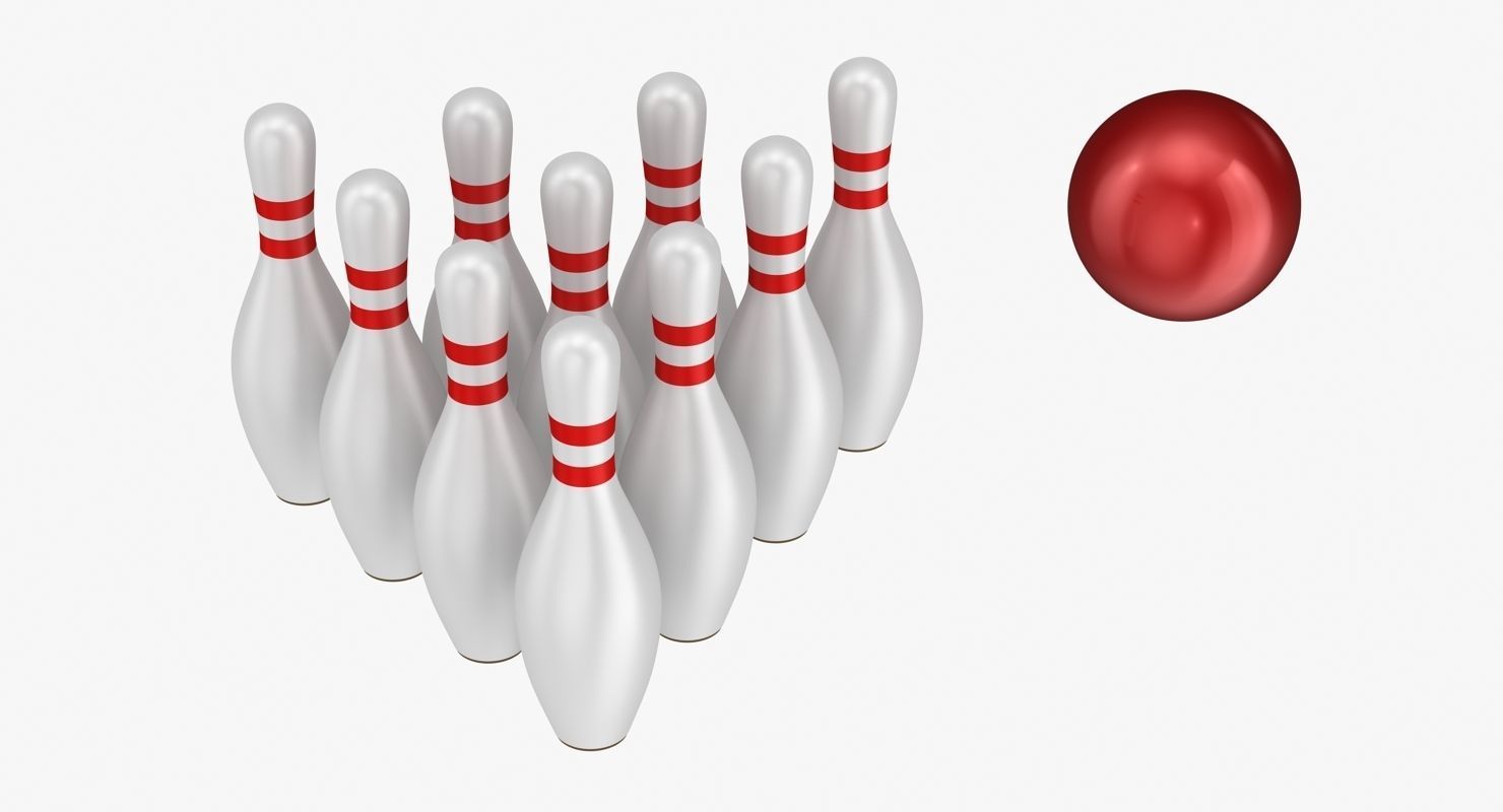 Bowling Ball and Pins Low-poly 3D model_4