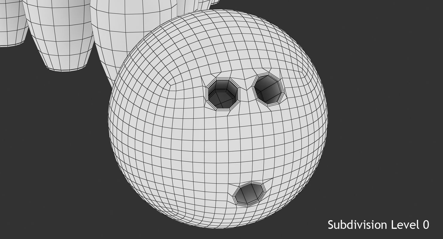 Bowling Ball and Pins Low-poly 3D model_10