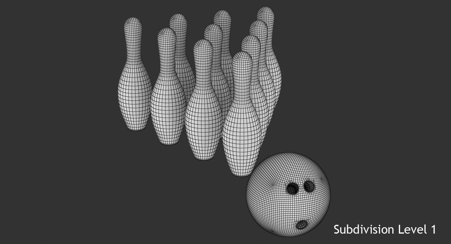 Bowling Ball and Pins Low-poly 3D model_9