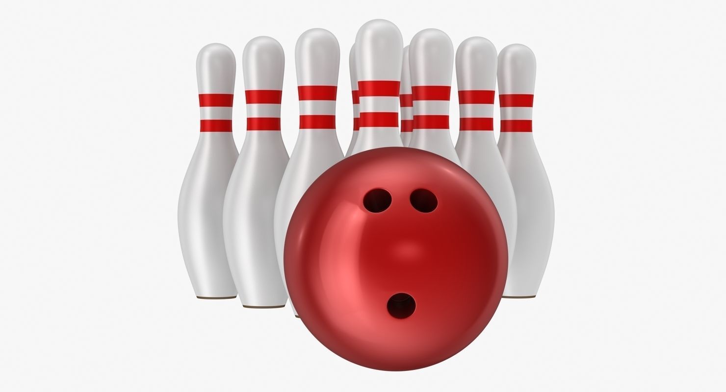 Bowling Ball and Pins Low-poly 3D model_6