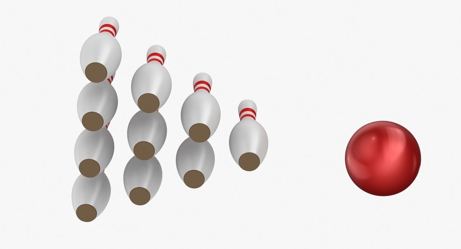 Bowling Ball and Pins Low-poly 3D model_5
