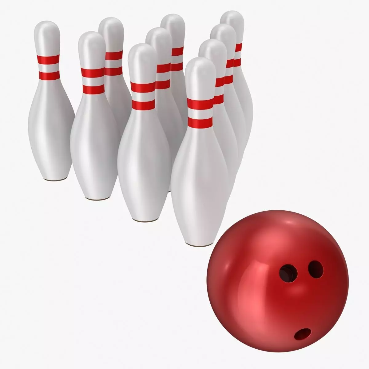 Bowling Ball and Pins Low-poly 3D model_0