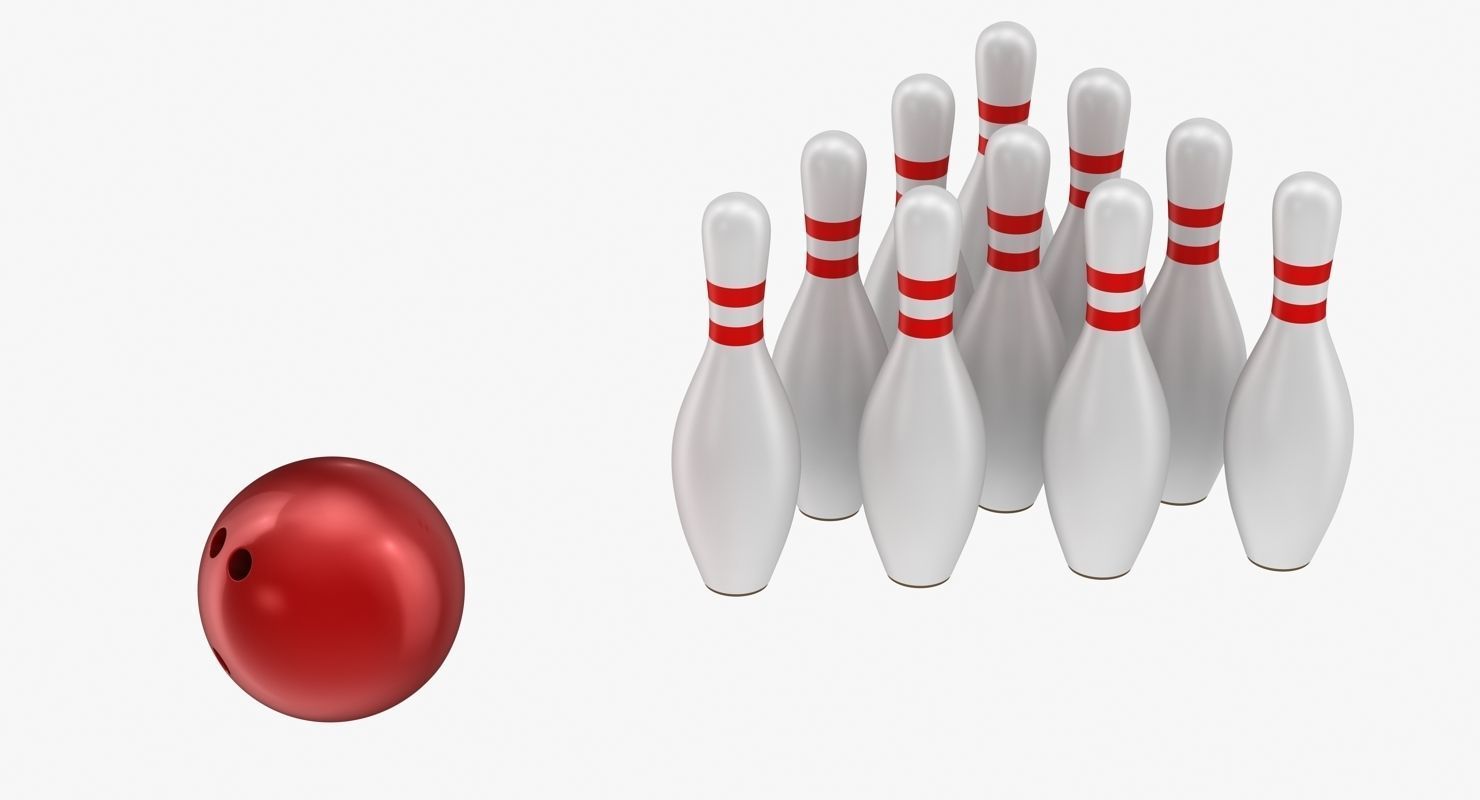 Bowling Ball and Pins Low-poly 3D model_3