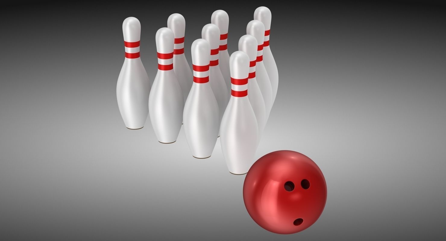 Bowling Ball and Pins Low-poly 3D model_2