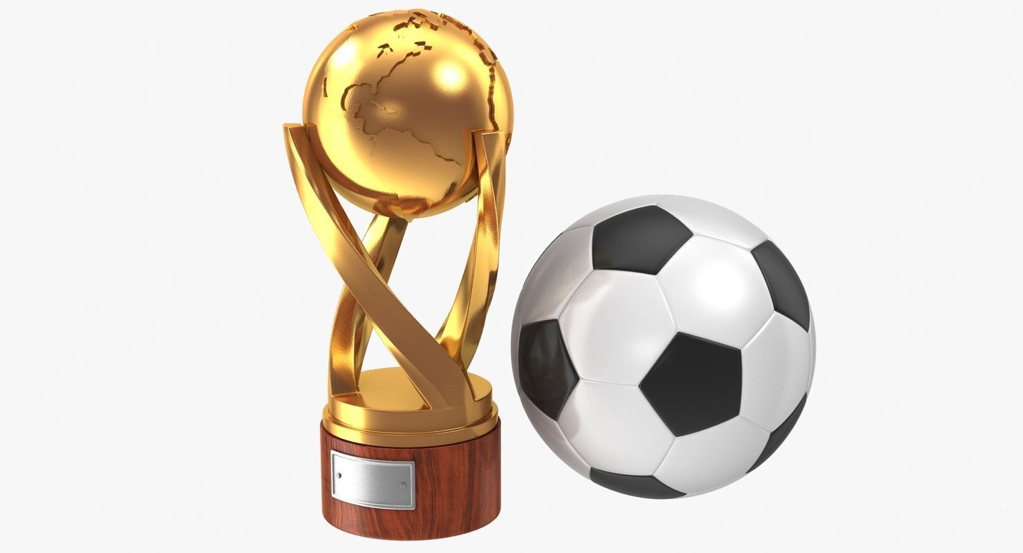 Gold Cup and Soccer Ball Low-poly 3D model_1