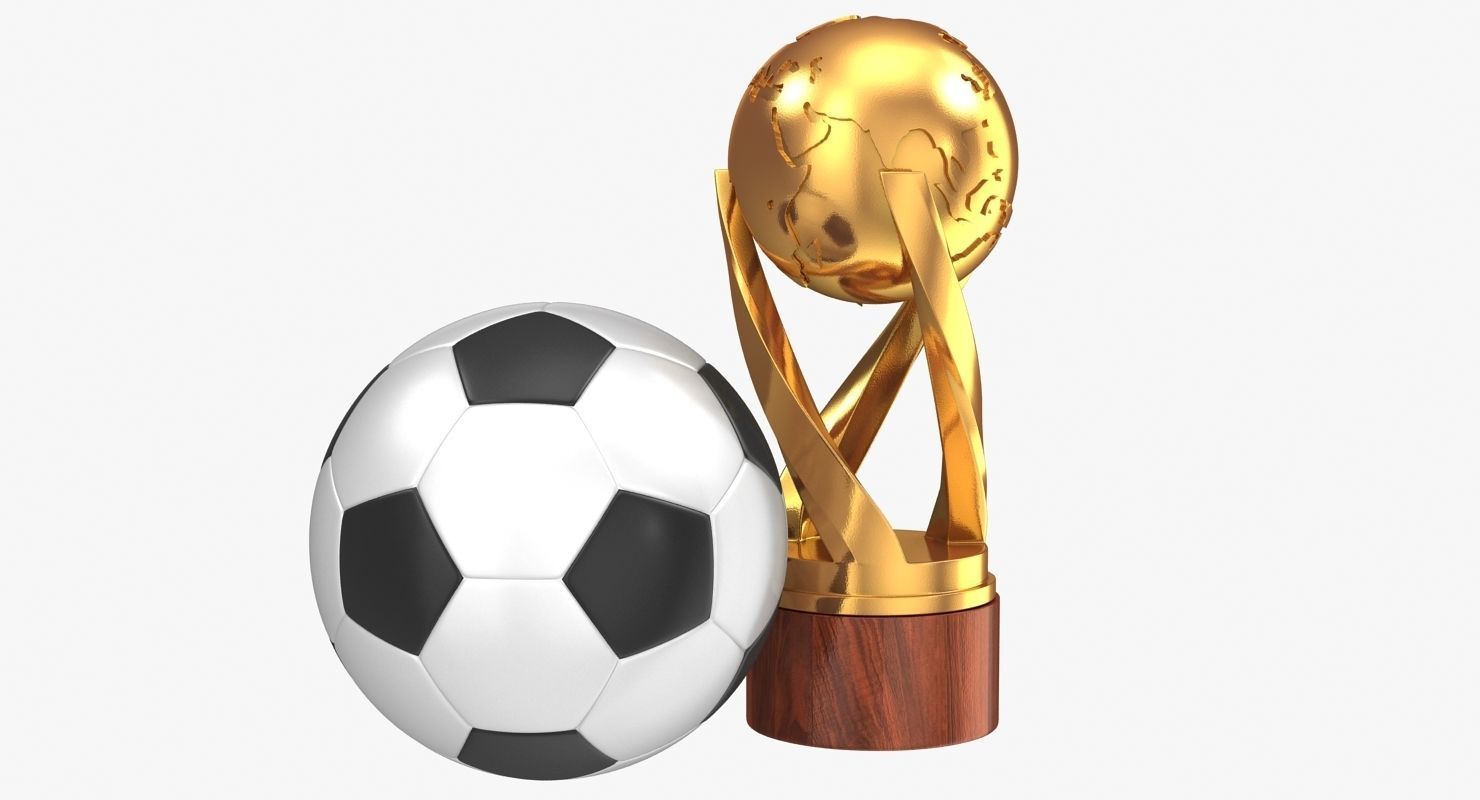 Gold Cup and Soccer Ball Low-poly 3D model_4