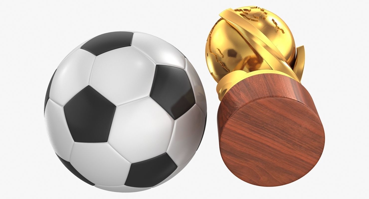 Gold Cup and Soccer Ball Low-poly 3D model_7