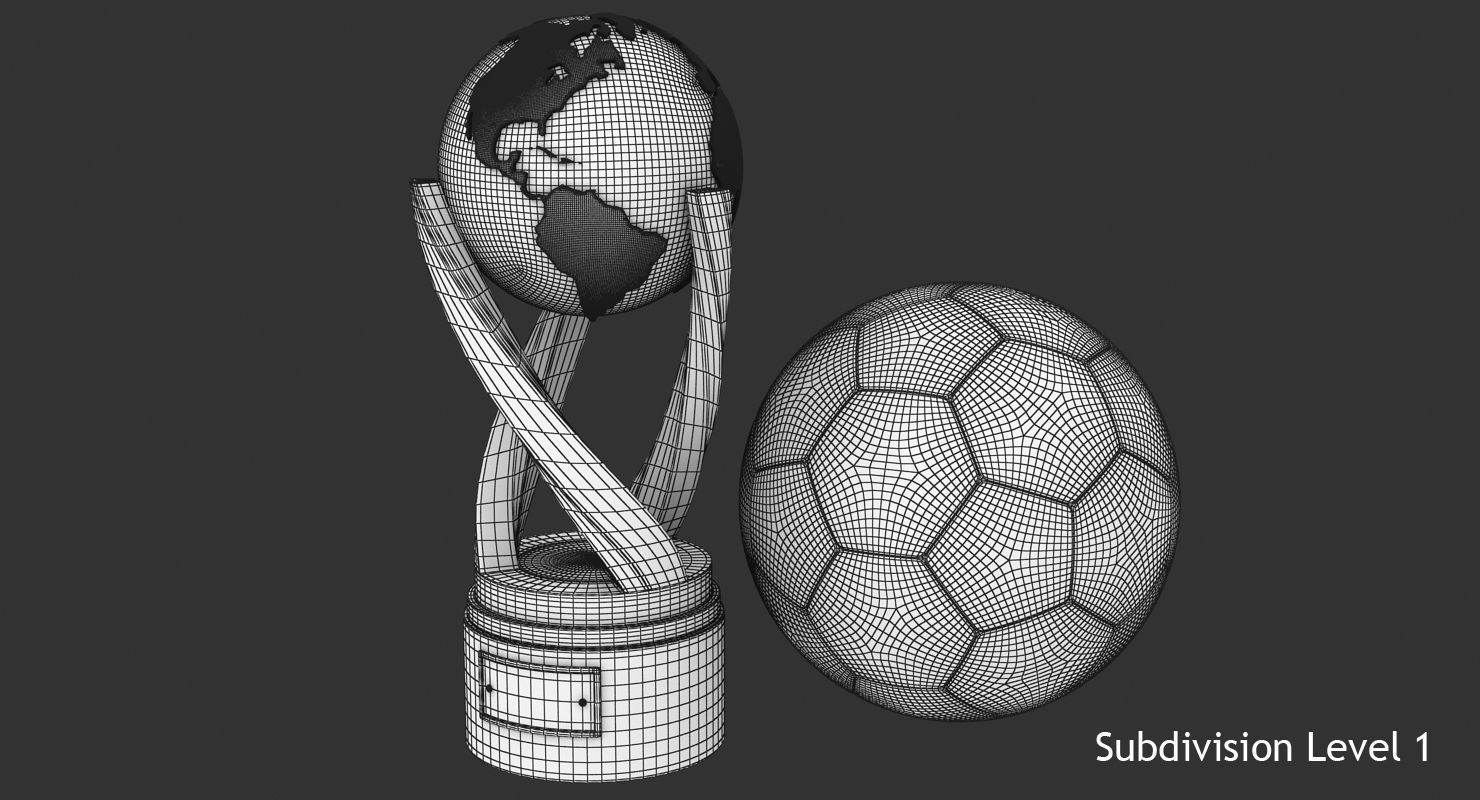 Gold Cup and Soccer Ball Low-poly 3D model_9