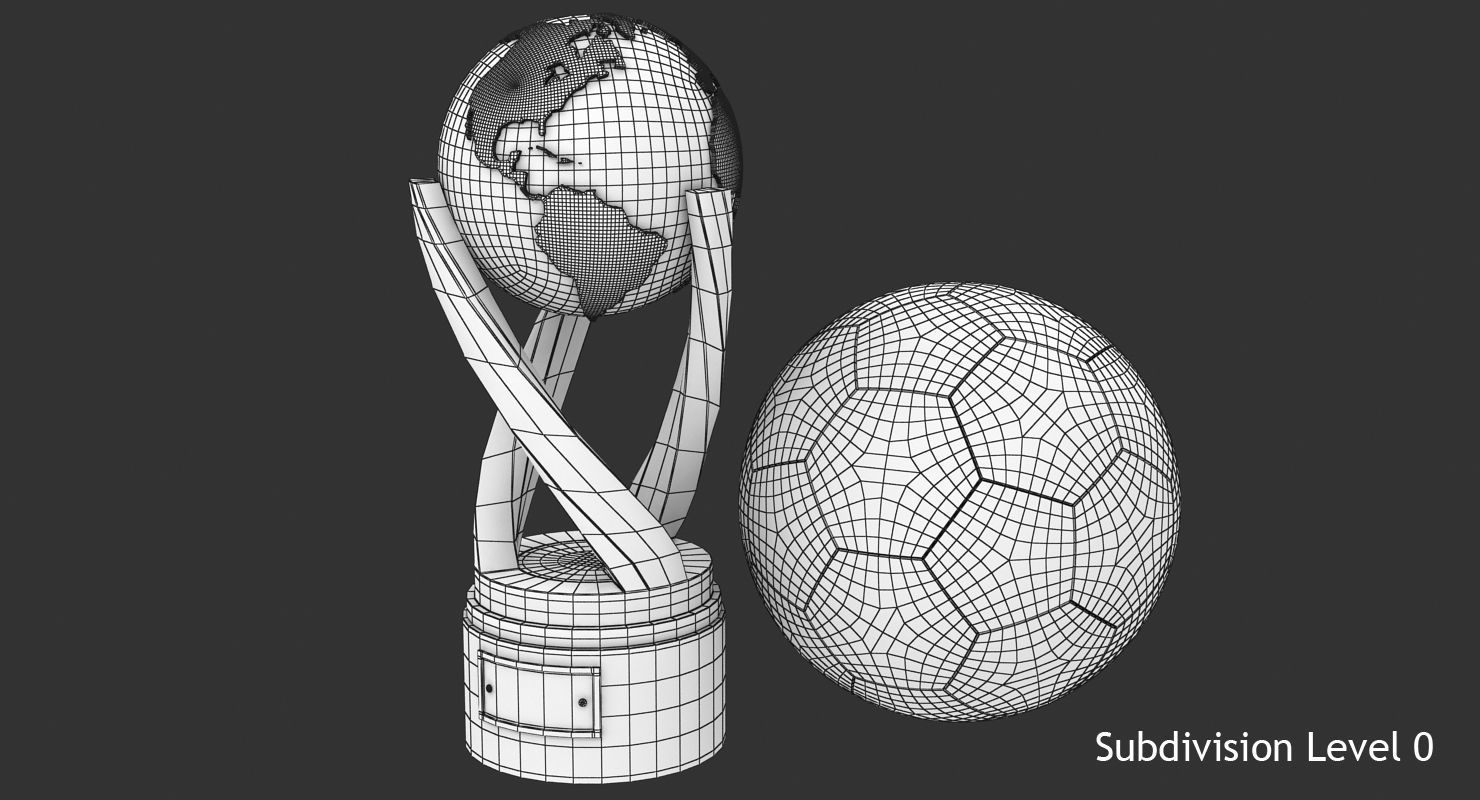Gold Cup and Soccer Ball Low-poly 3D model_8