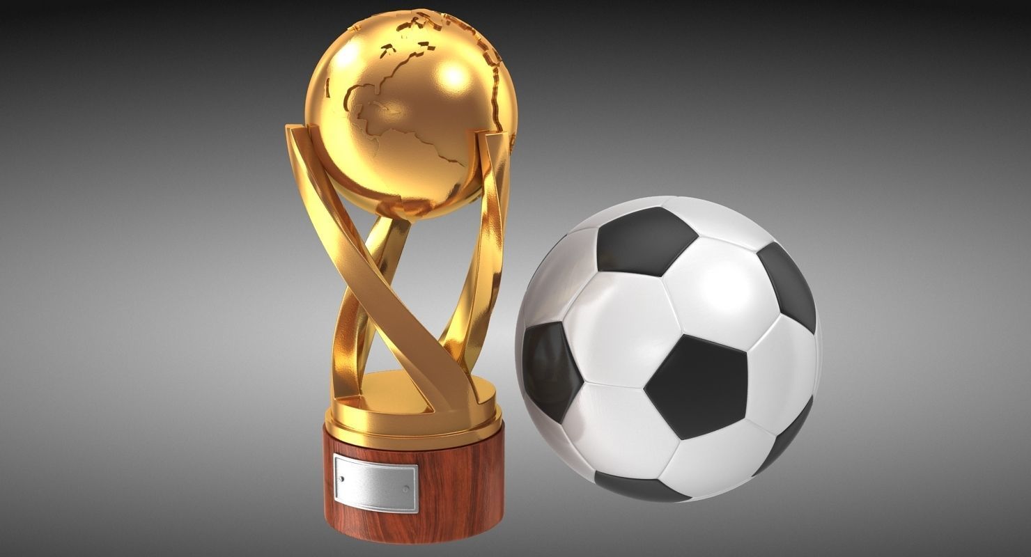Gold Cup and Soccer Ball Low-poly 3D model_2