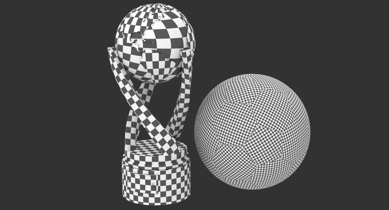 Gold Cup and Soccer Ball Low-poly 3D model_14