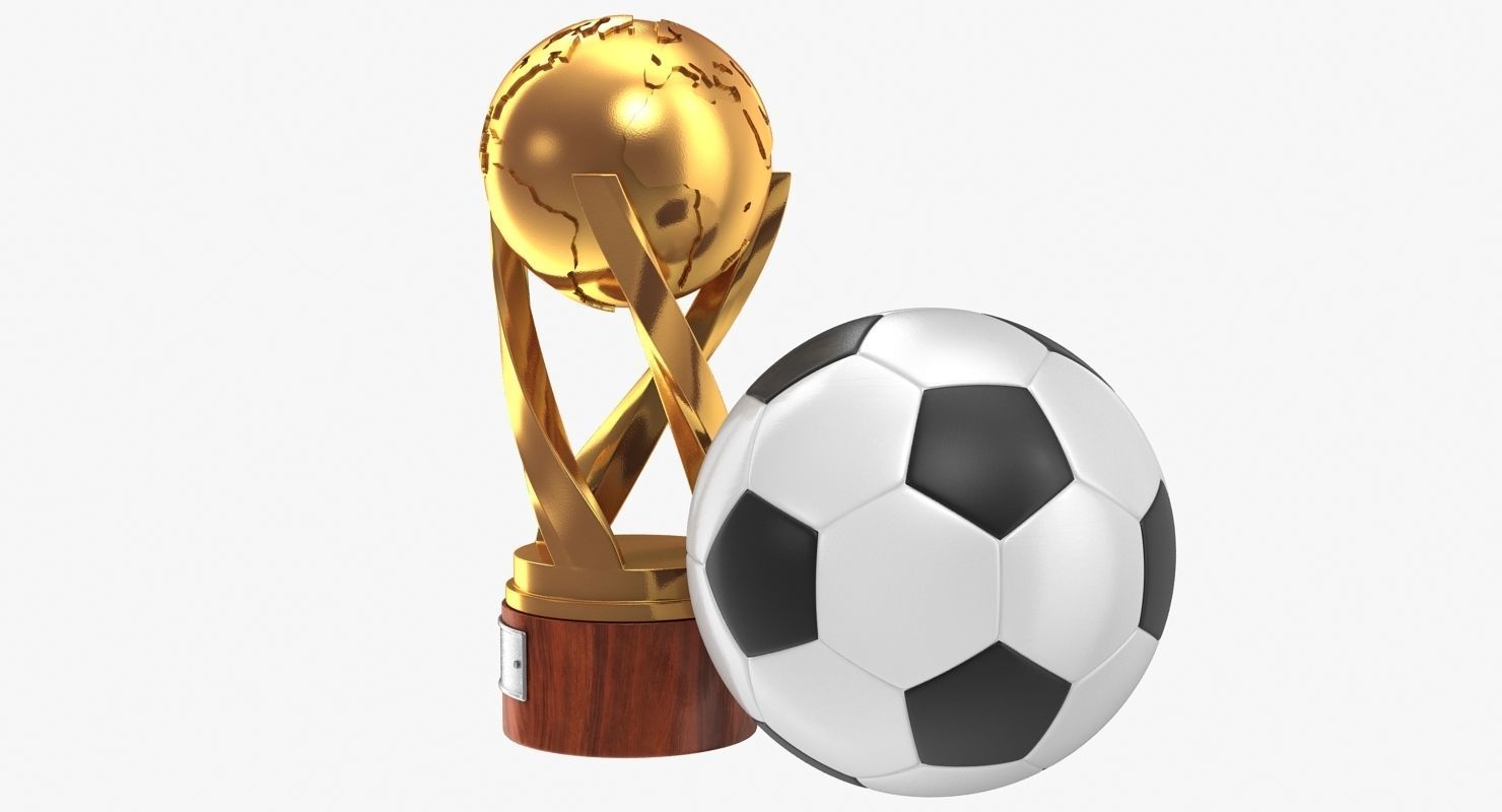 Gold Cup and Soccer Ball Low-poly 3D model_3
