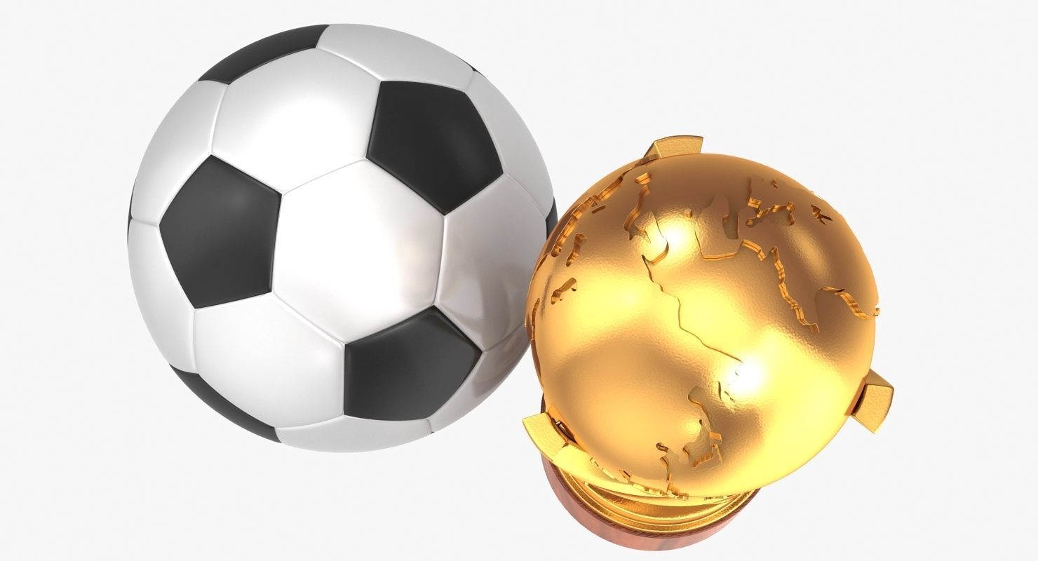 Gold Cup and Soccer Ball Low-poly 3D model_6