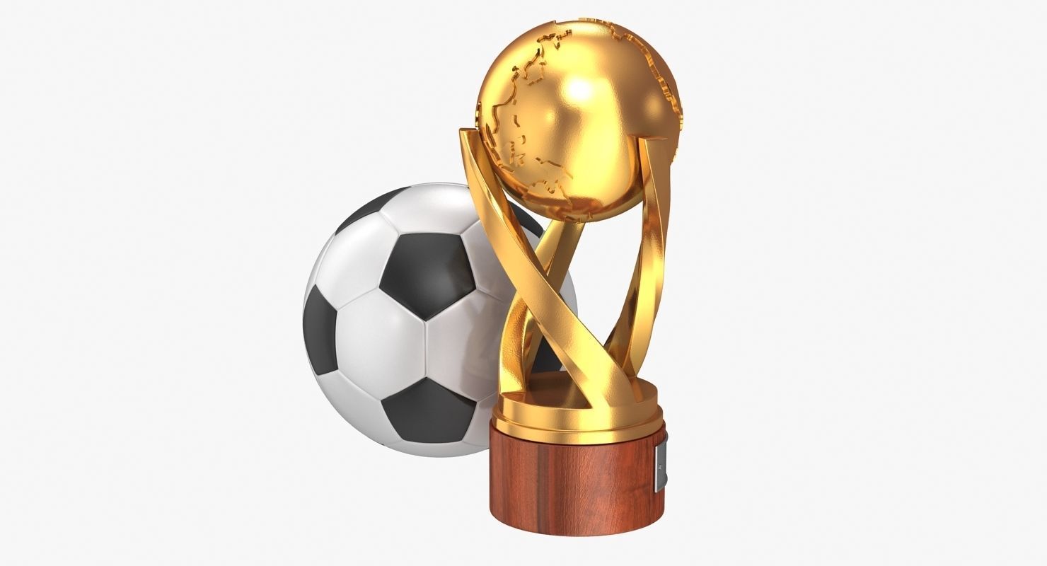 Gold Cup and Soccer Ball Low-poly 3D model_5