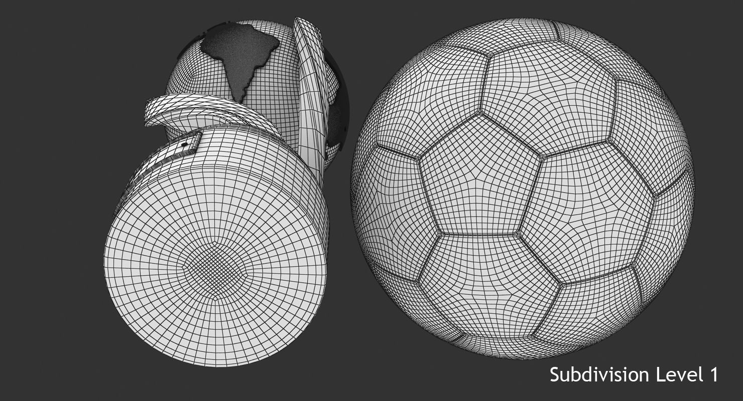 Gold Cup and Soccer Ball Low-poly 3D model_13