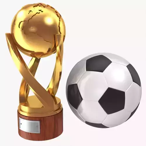 Gold Cup and Soccer Ball Low-poly 3D model