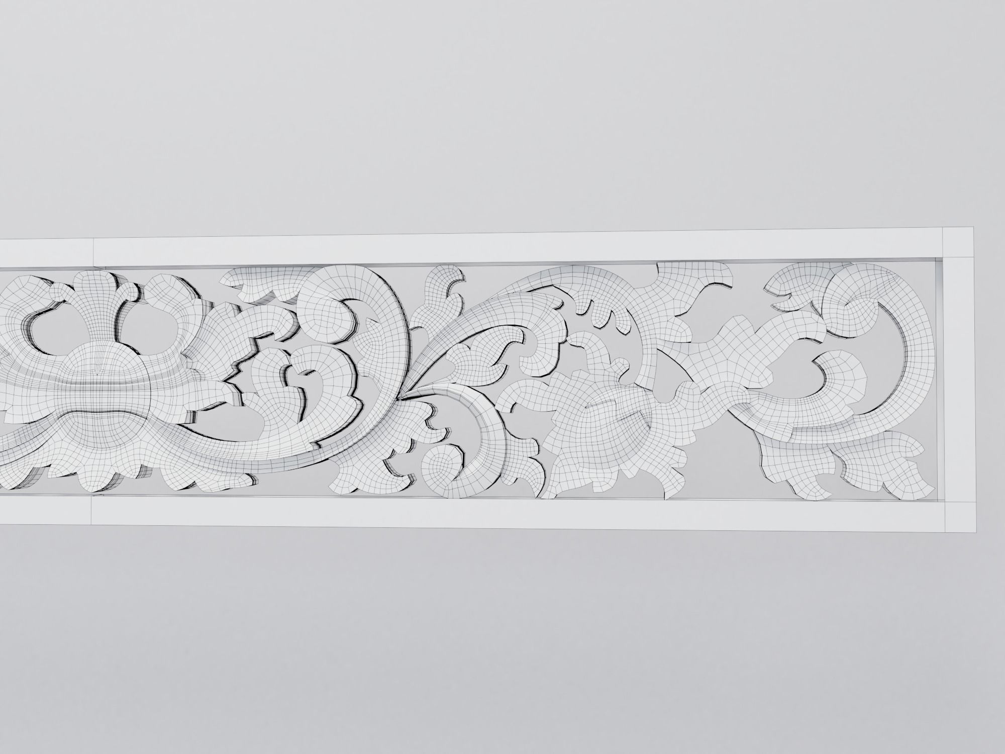 Decorative carving wood base mesh  3D model_3