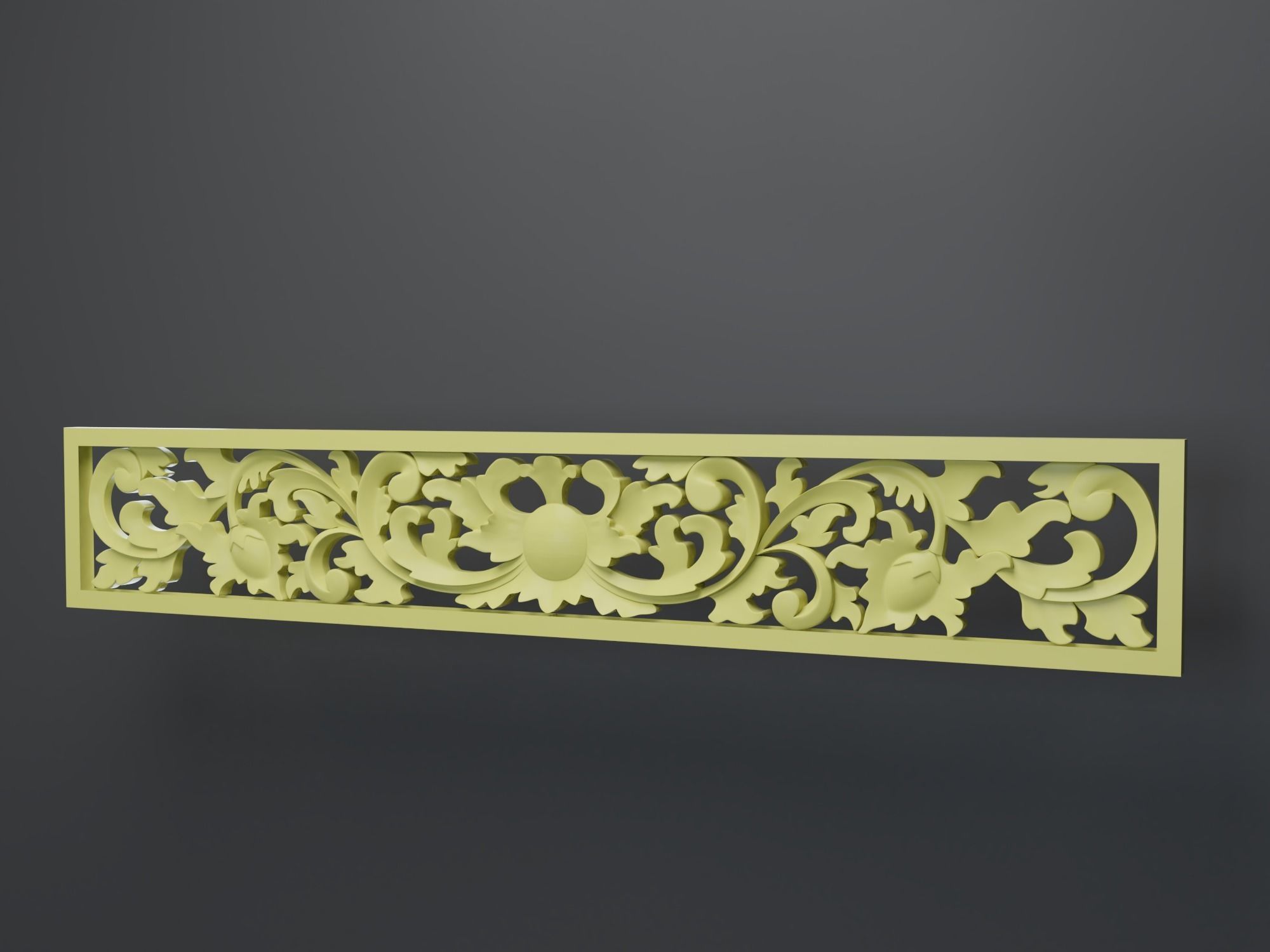 Decorative carving wood base mesh  3D model_1