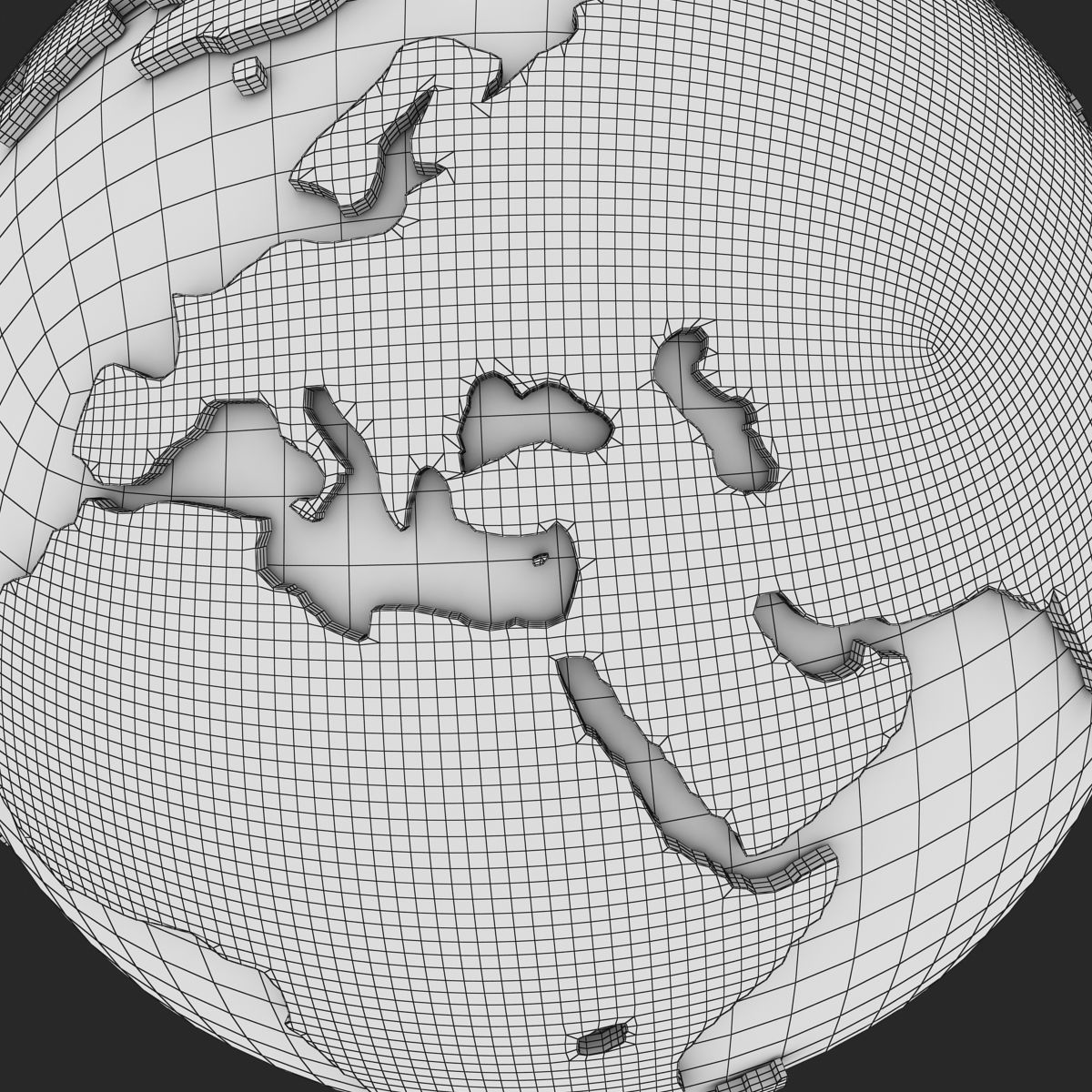 World - Sphere Low-poly 3D model_11