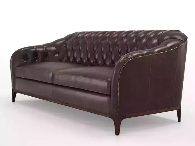 Mozart Leather Stationary Sofa 3D model