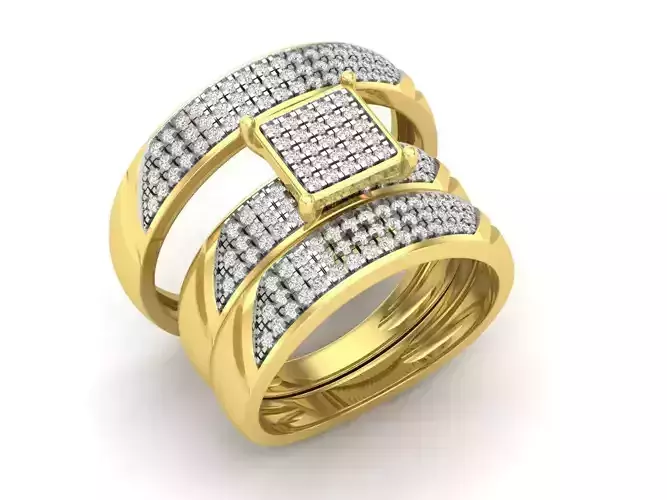 Diamond jewelry trio set wedding rings