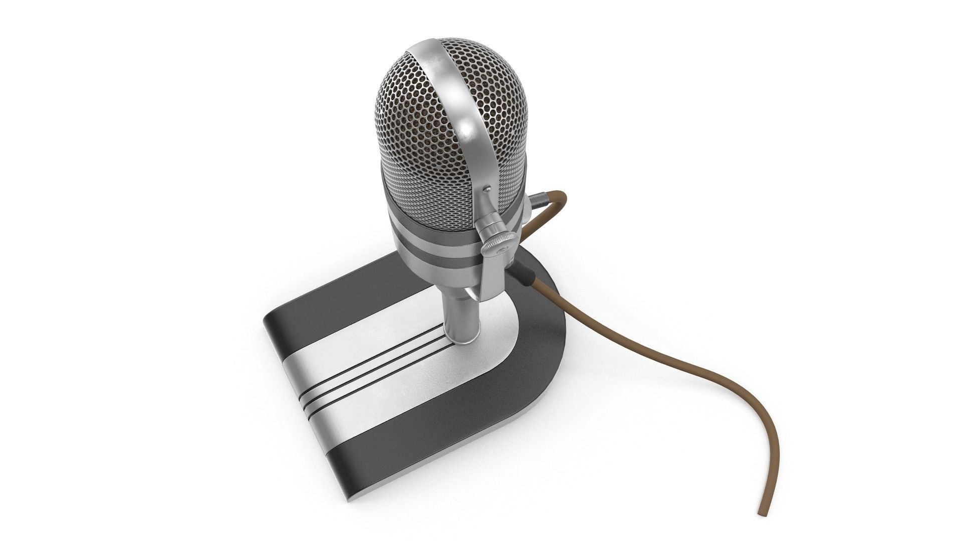 Classic Microphone Low-poly 3D model_4