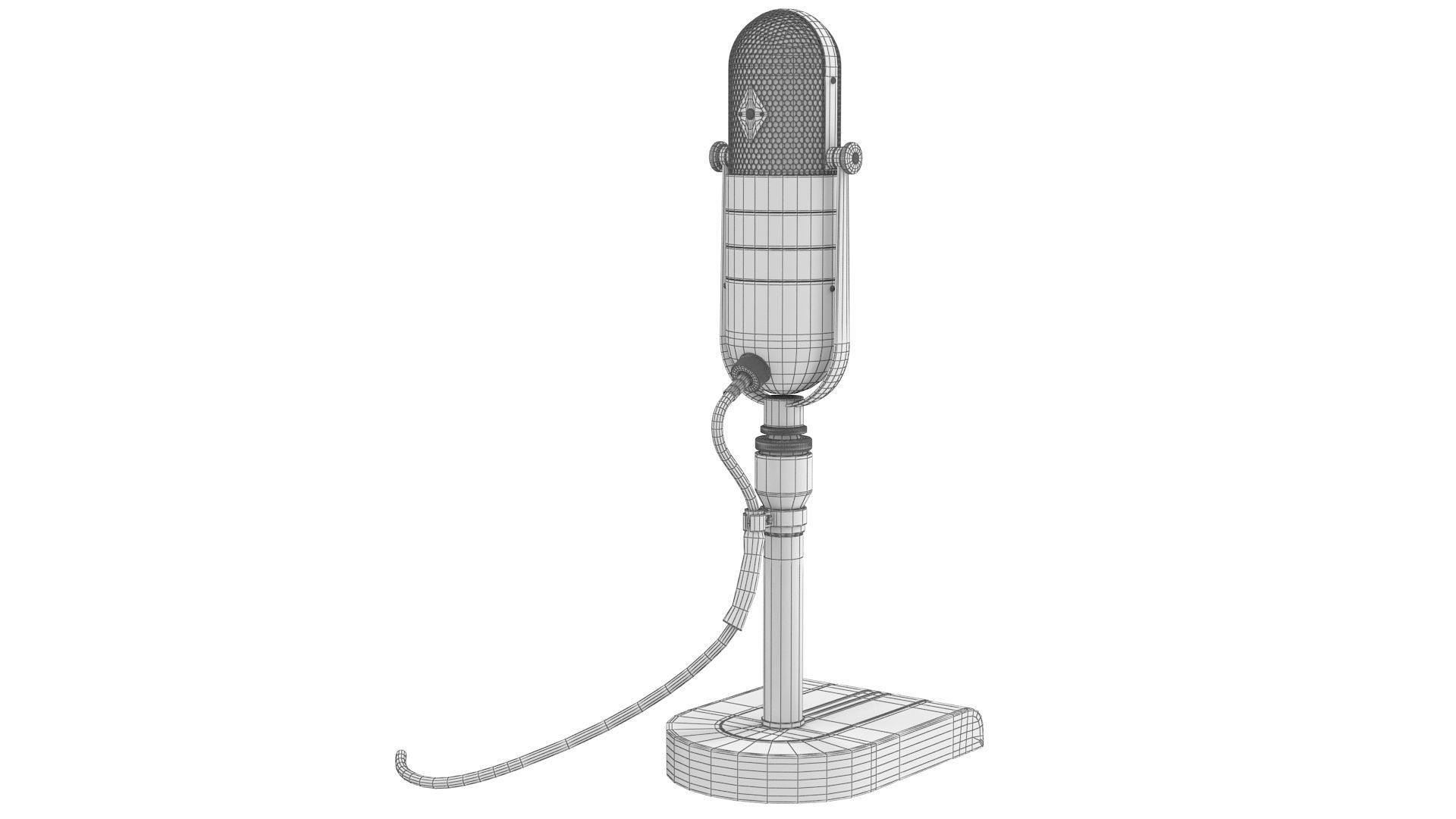 Classic Microphone Low-poly 3D model_8