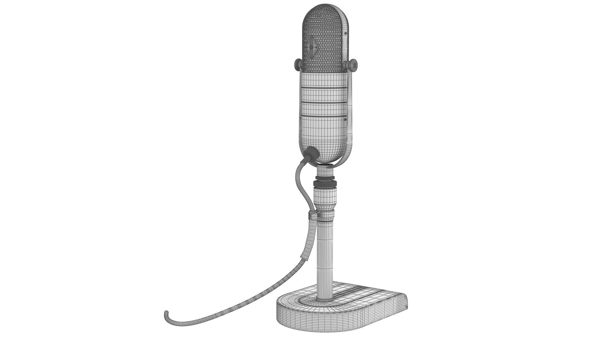 Classic Microphone Low-poly 3D model_9