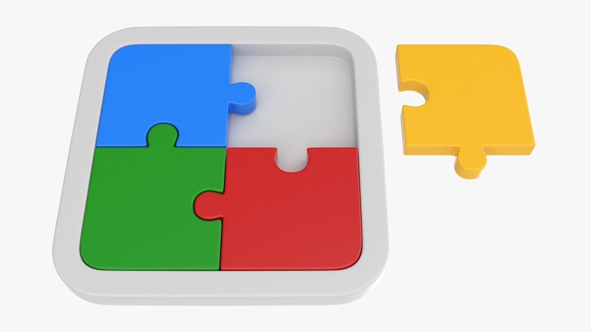 Puzzle 4 Piece Low-poly 3D model_8
