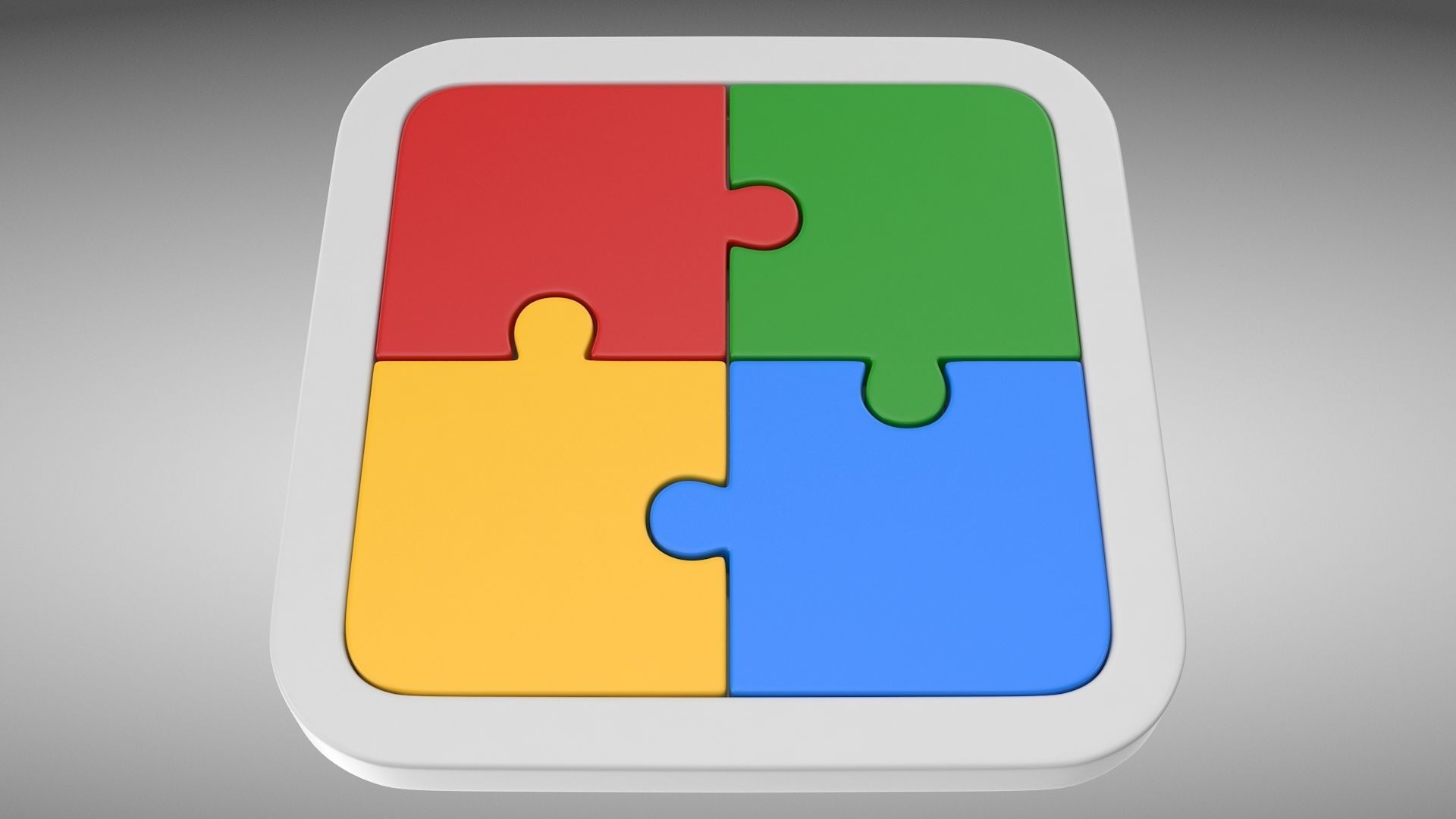 Puzzle 4 Piece Low-poly 3D model_2