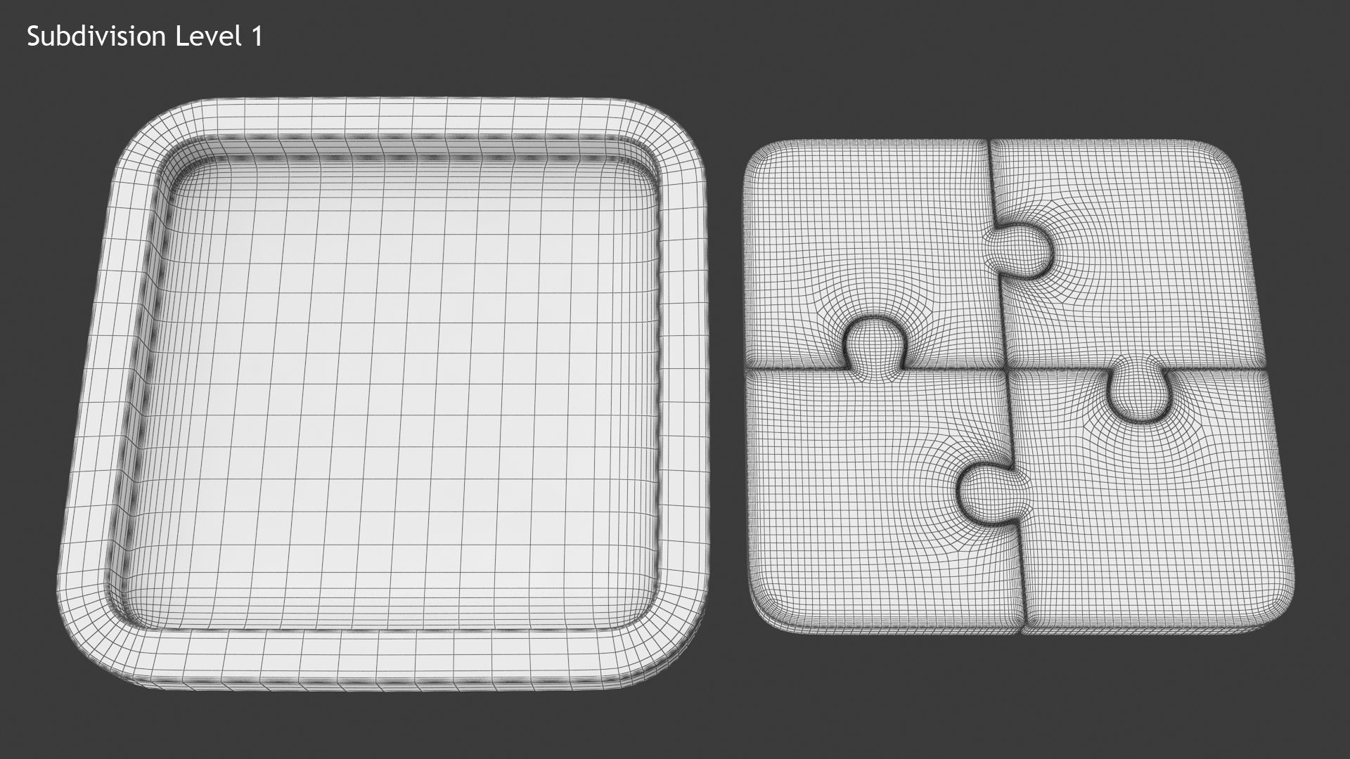 Puzzle 4 Piece Low-poly 3D model_14