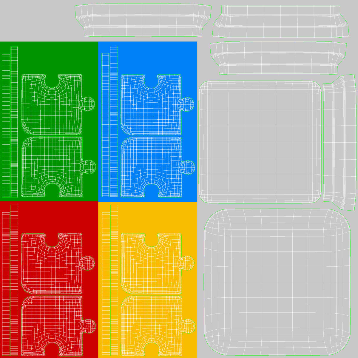 Puzzle 4 Piece Low-poly 3D model_15
