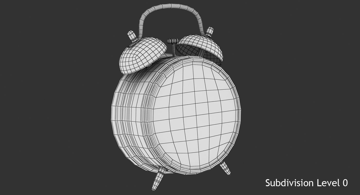 Alarm Clock Low-poly 3D model_9