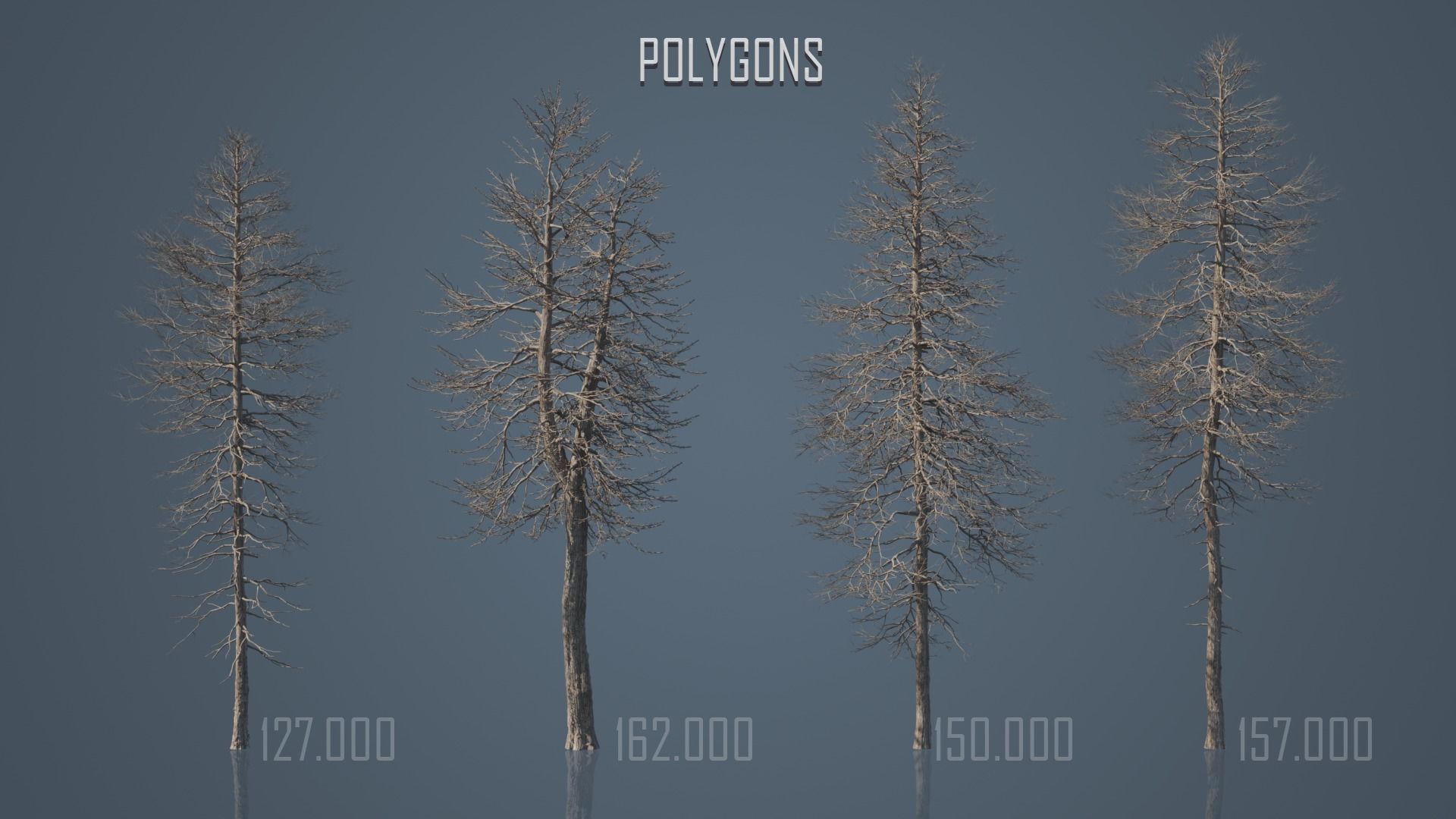 Tall Dead Trees Pack 3D model_8
